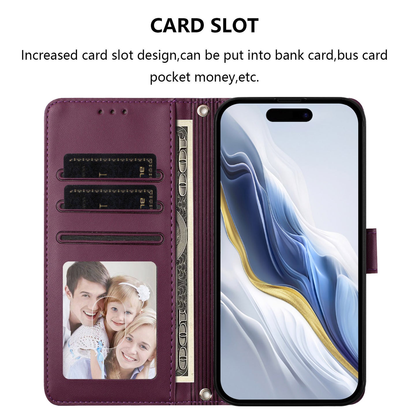 For iPhone 17 Pro Max Wallet Case with Wrist Strap Love Cat Pattern Imprint Leather Phone Cover - Purple