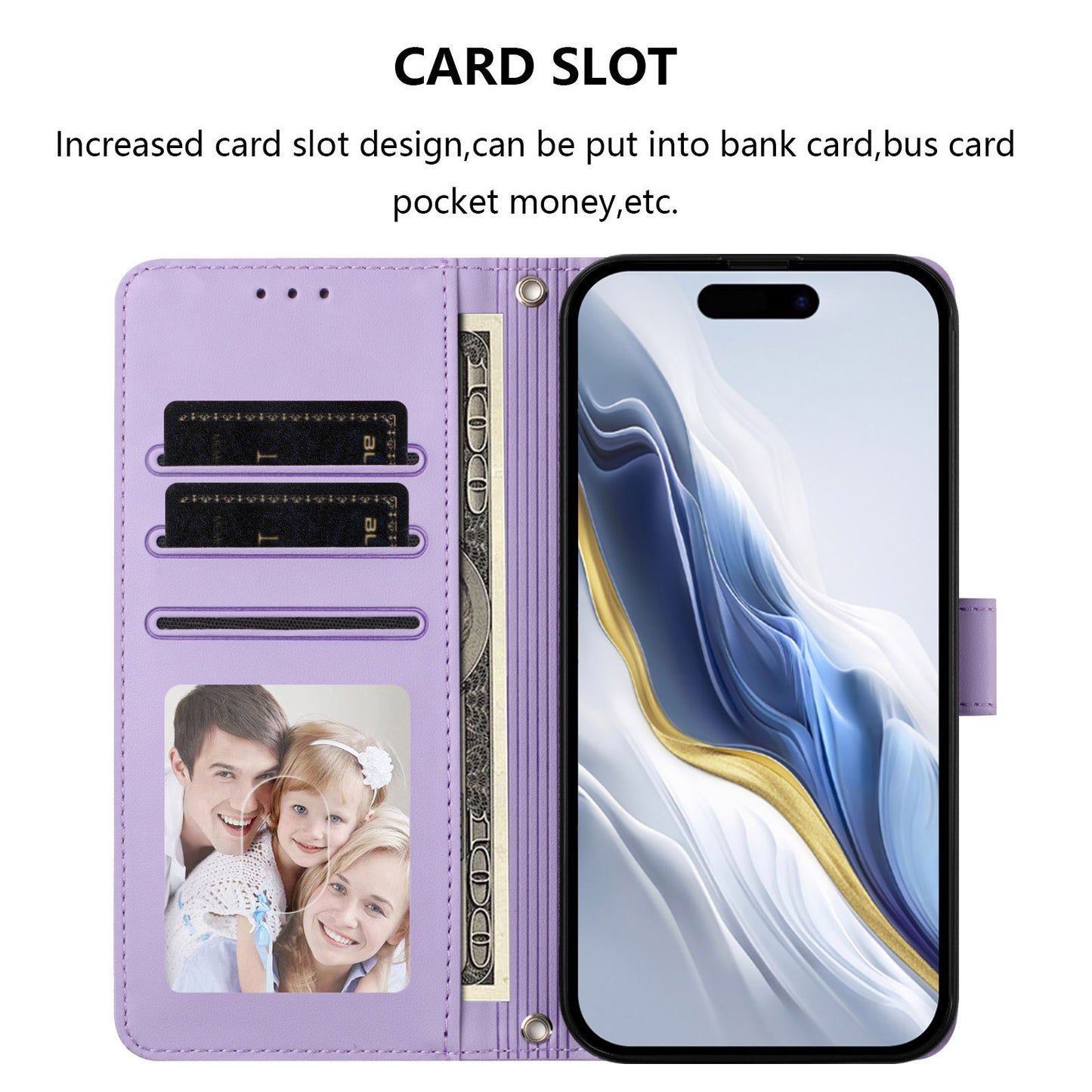 For iPhone 17 Pro Max Wallet Case with Wrist Strap Love Cat Pattern Imprint Leather Phone Cover - Light Purple