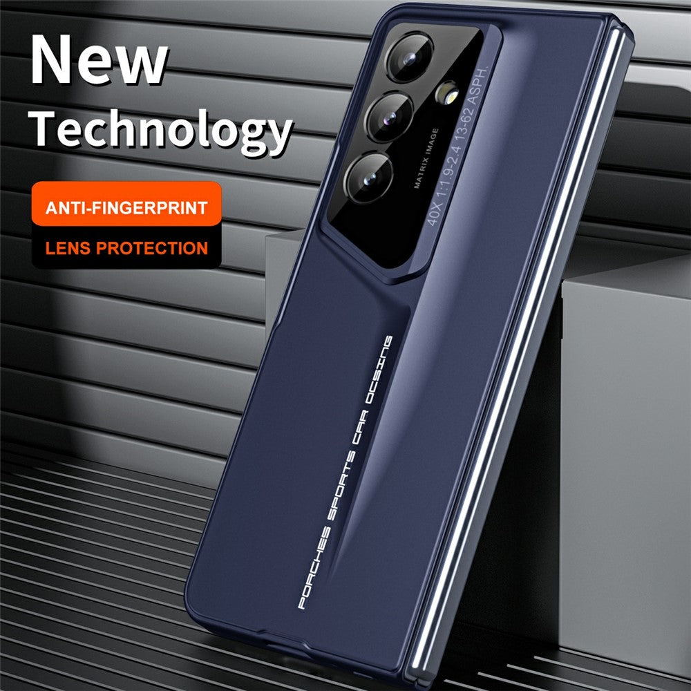 918 Series for Samsung Galaxy Z Fold7 5G Case PC Hard Phone Cover with Tempered Glass Film - Blue