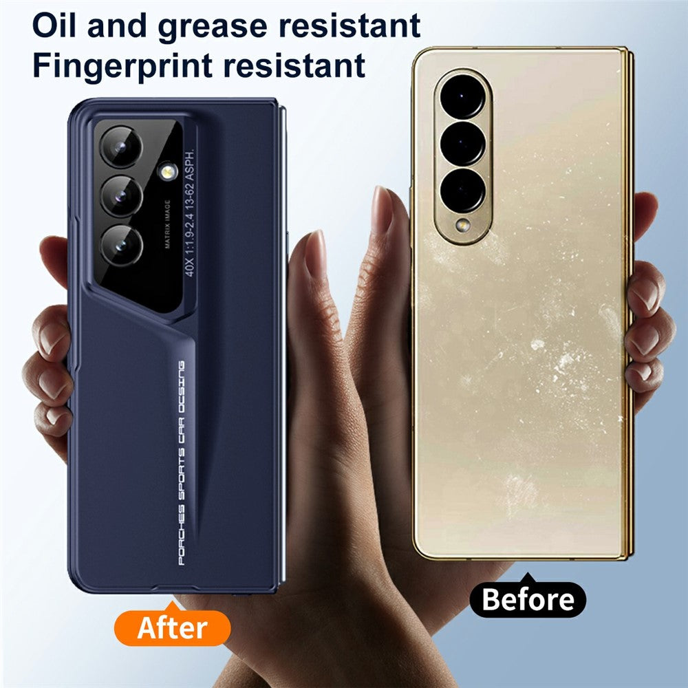 918 Series for Samsung Galaxy Z Fold7 5G Case PC Hard Phone Cover with Tempered Glass Film - Blue