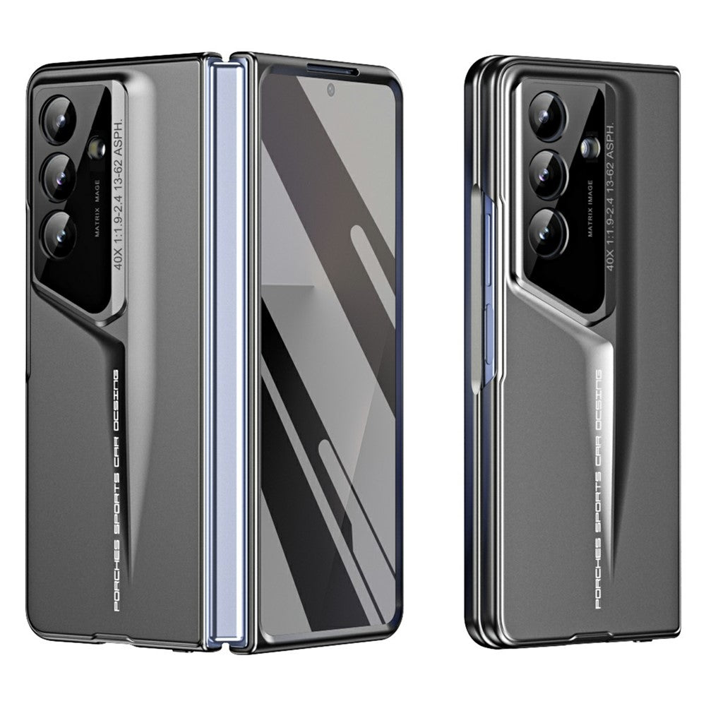 918 Series for Samsung Galaxy Z Fold7 5G Case PC Hard Phone Cover with Tempered Glass Film - Tarnish