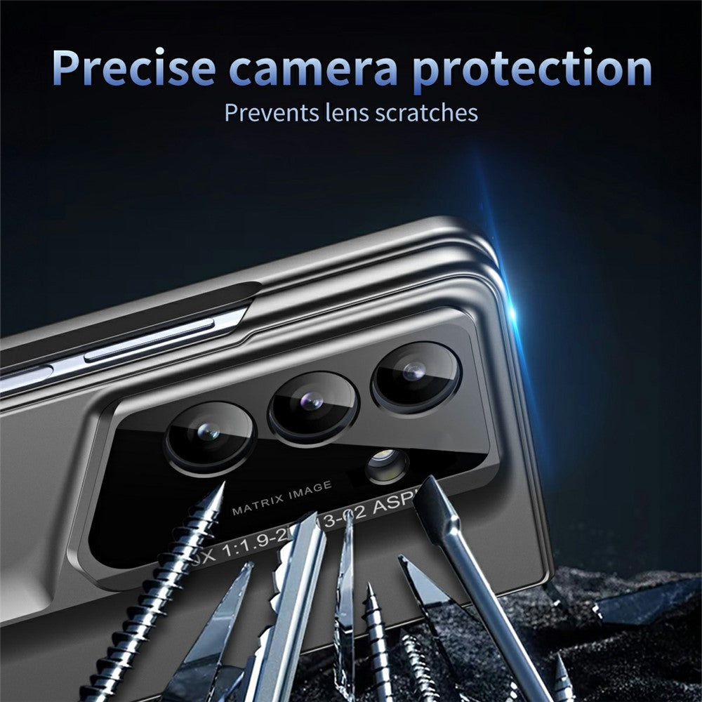 918 Series for Samsung Galaxy Z Fold7 5G Case PC Hard Phone Cover with Tempered Glass Film - Tarnish