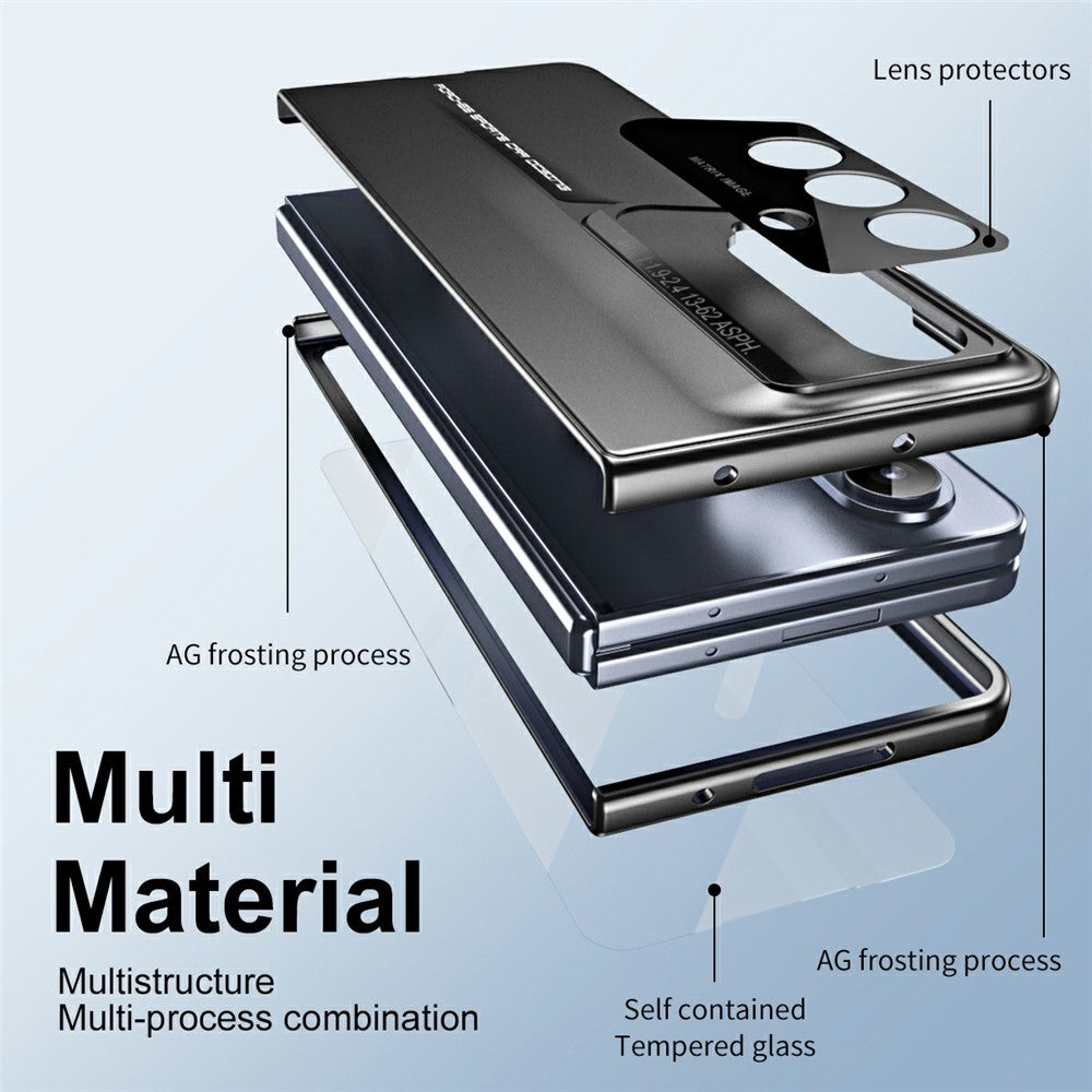 918 Series for Samsung Galaxy Z Fold7 5G Case PC Hard Phone Cover with Tempered Glass Film - Tarnish
