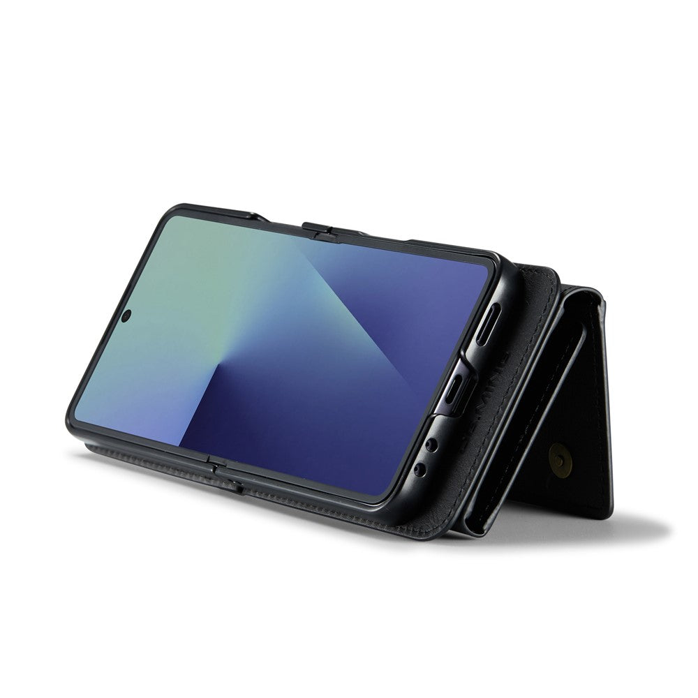 DG.MING M5 Series for Samsung Galaxy Z Flip7 5G Case RFID Blocking Card Slots Leather + PC Phone Cover - Black