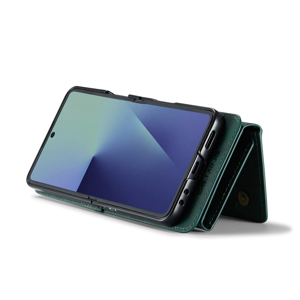 DG.MING M5 Series for Samsung Galaxy Z Flip7 5G Case RFID Blocking Card Slots Leather + PC Phone Cover - Green