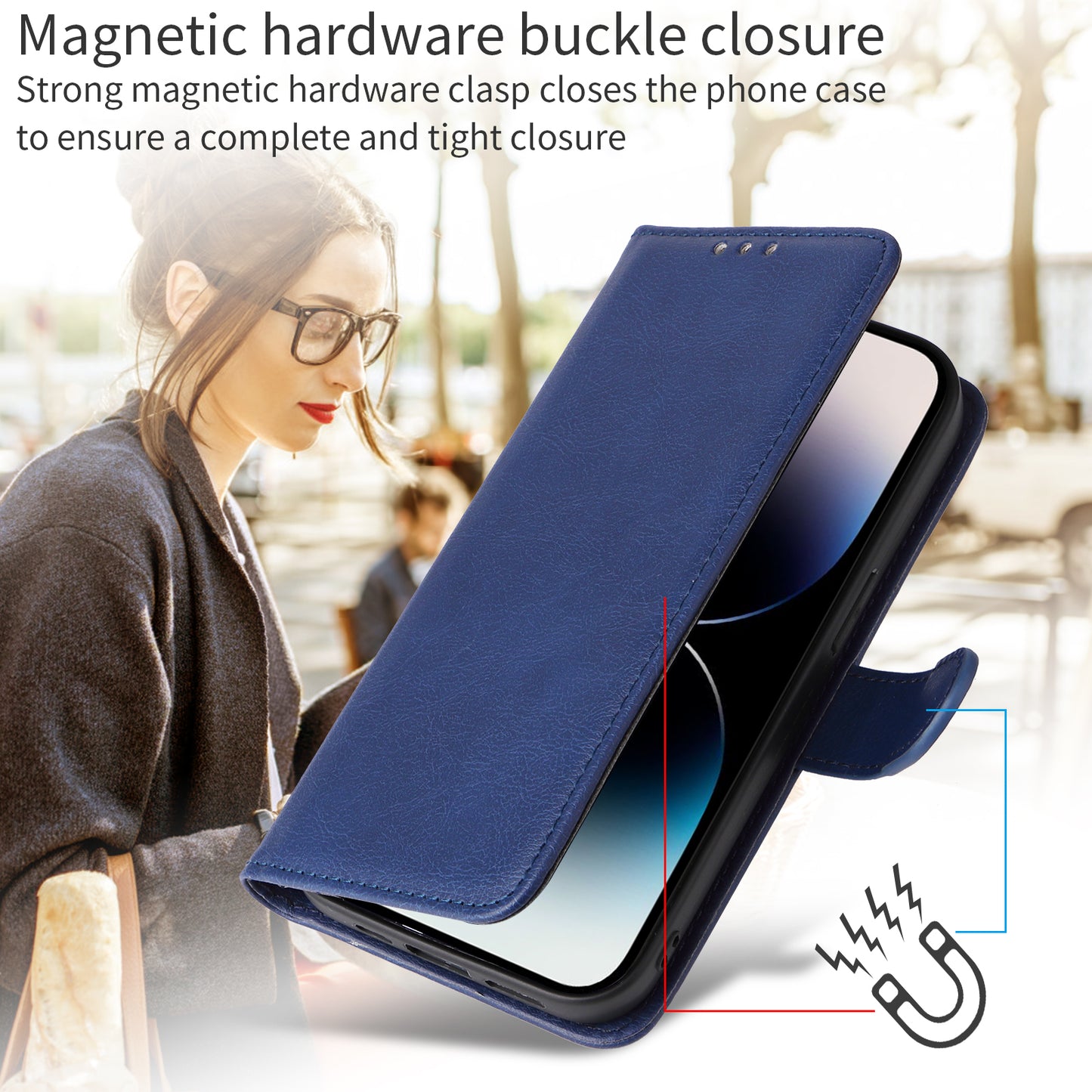 For iPhone 17 Pro Max Case 2 in 1 Detachable Magnetic Leather Wallet Mobile Cover with Strap - Blue