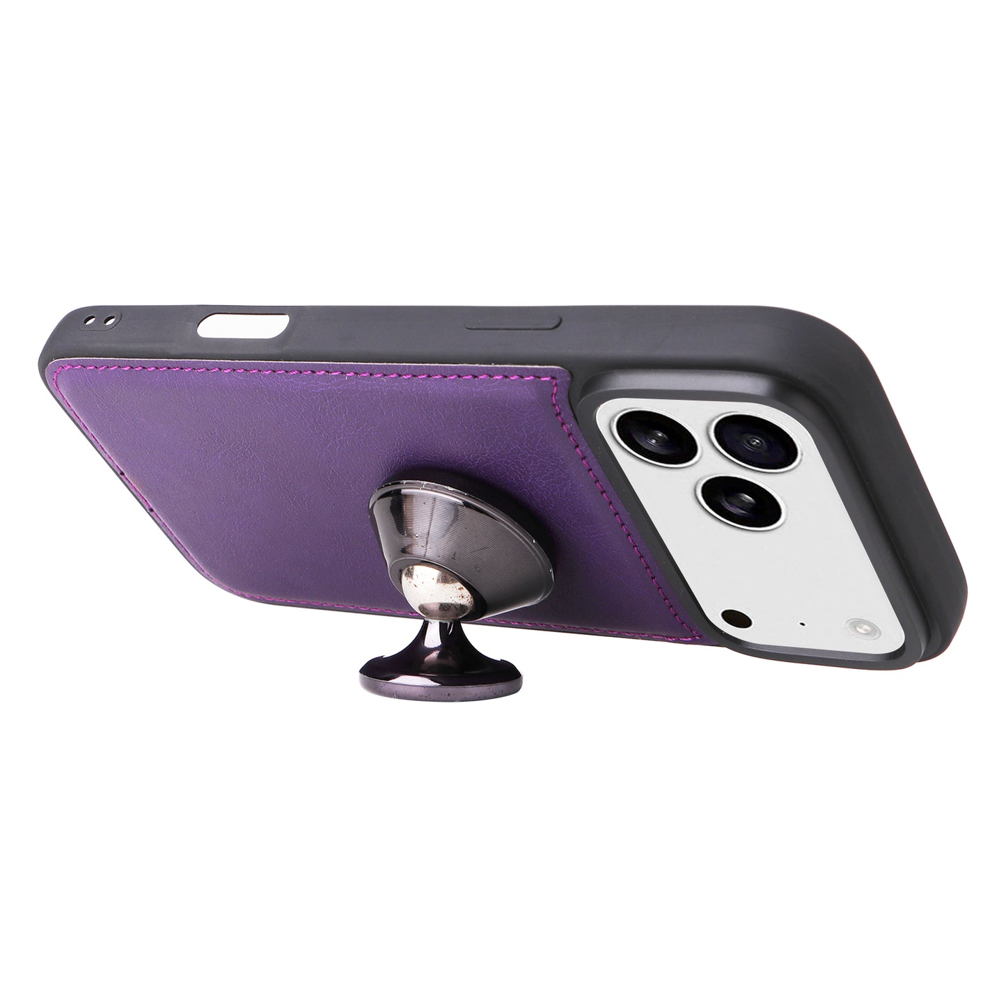For iPhone 17 Pro Max Case 2 in 1 Detachable Magnetic Leather Wallet Mobile Cover with Strap - Purple