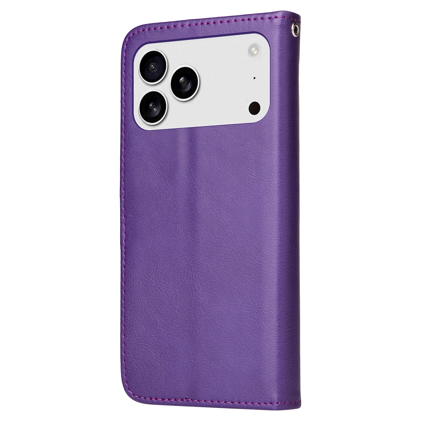 For iPhone 17 Pro Max Case 2 in 1 Detachable Magnetic Leather Wallet Mobile Cover with Strap - Purple