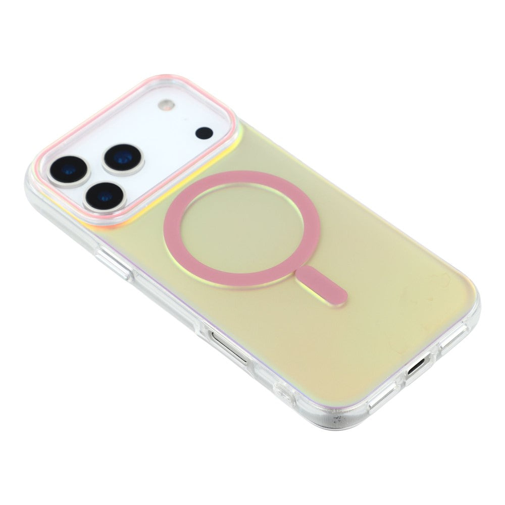 For iPhone 17 Pro Max Case Compatible with MagSafe TPU + PC Iridescent Aesthetic Phone Cover - Pink
