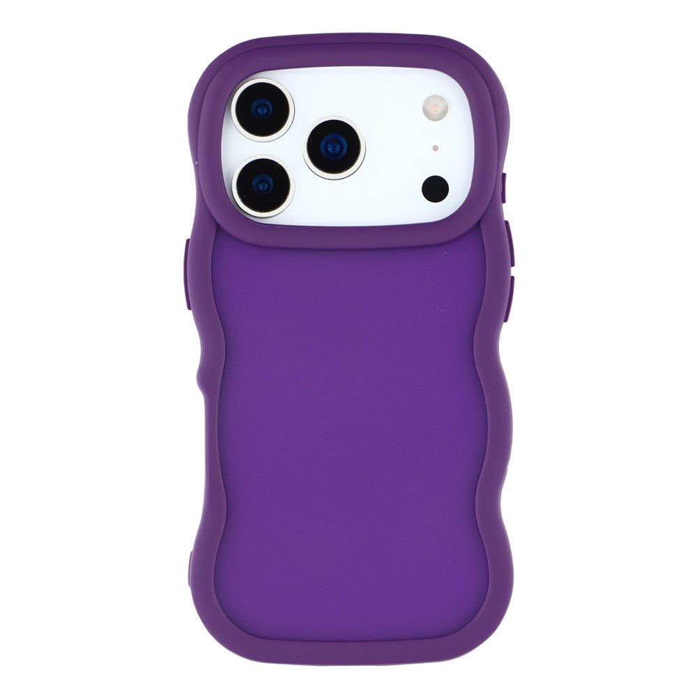 For iPhone 17 Pro Max Case Curly Wave Frame TPU + PC Skin-Touch Translucent Phone Cover - Purple