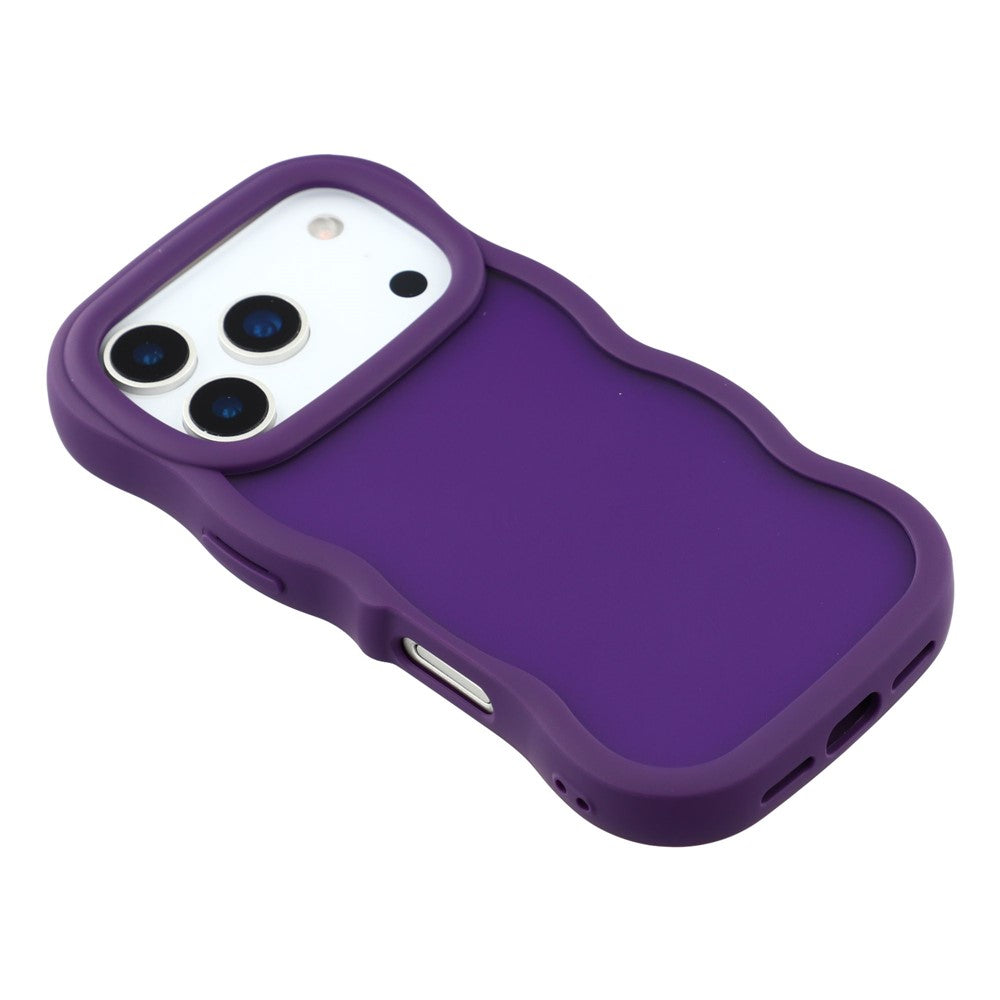 For iPhone 17 Pro Max Case Curly Wave Frame TPU + PC Skin-Touch Translucent Phone Cover - Purple