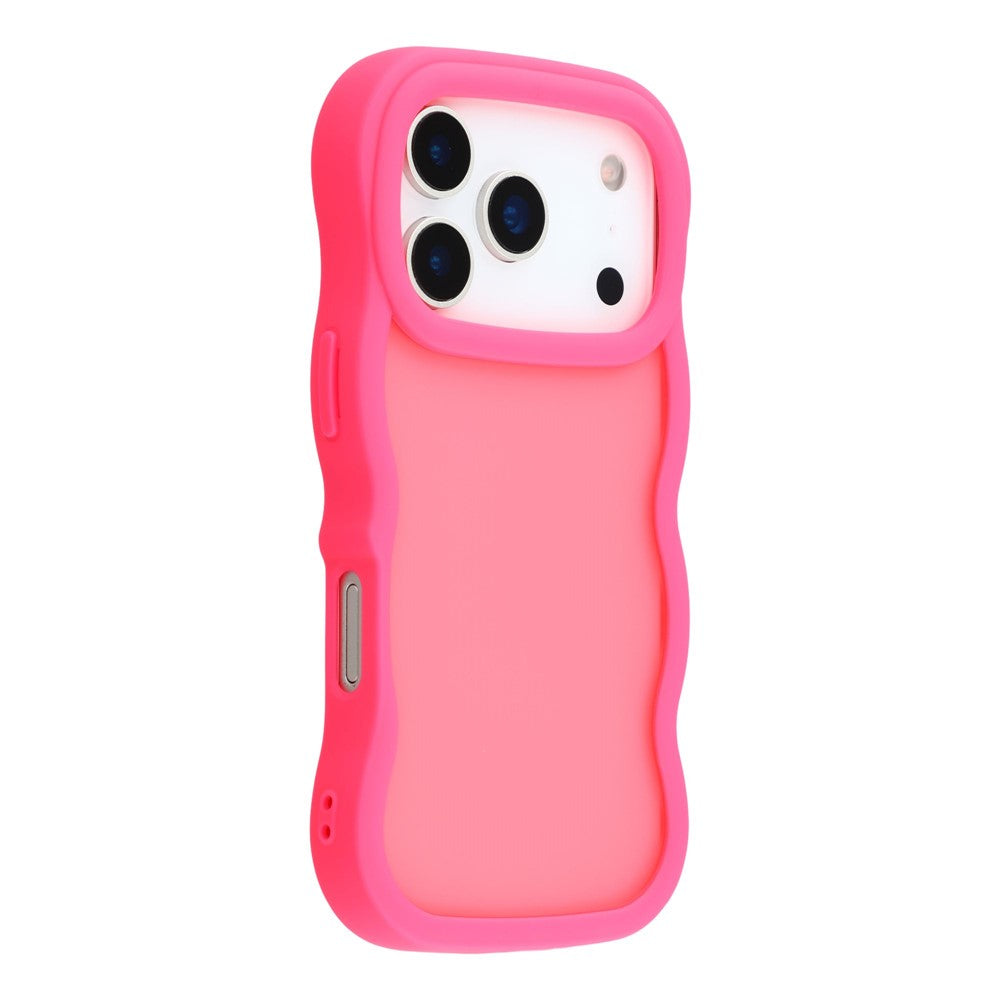 For iPhone 17 Pro Max Case Curly Wave Frame TPU + PC Skin-Touch Translucent Phone Cover - Rose