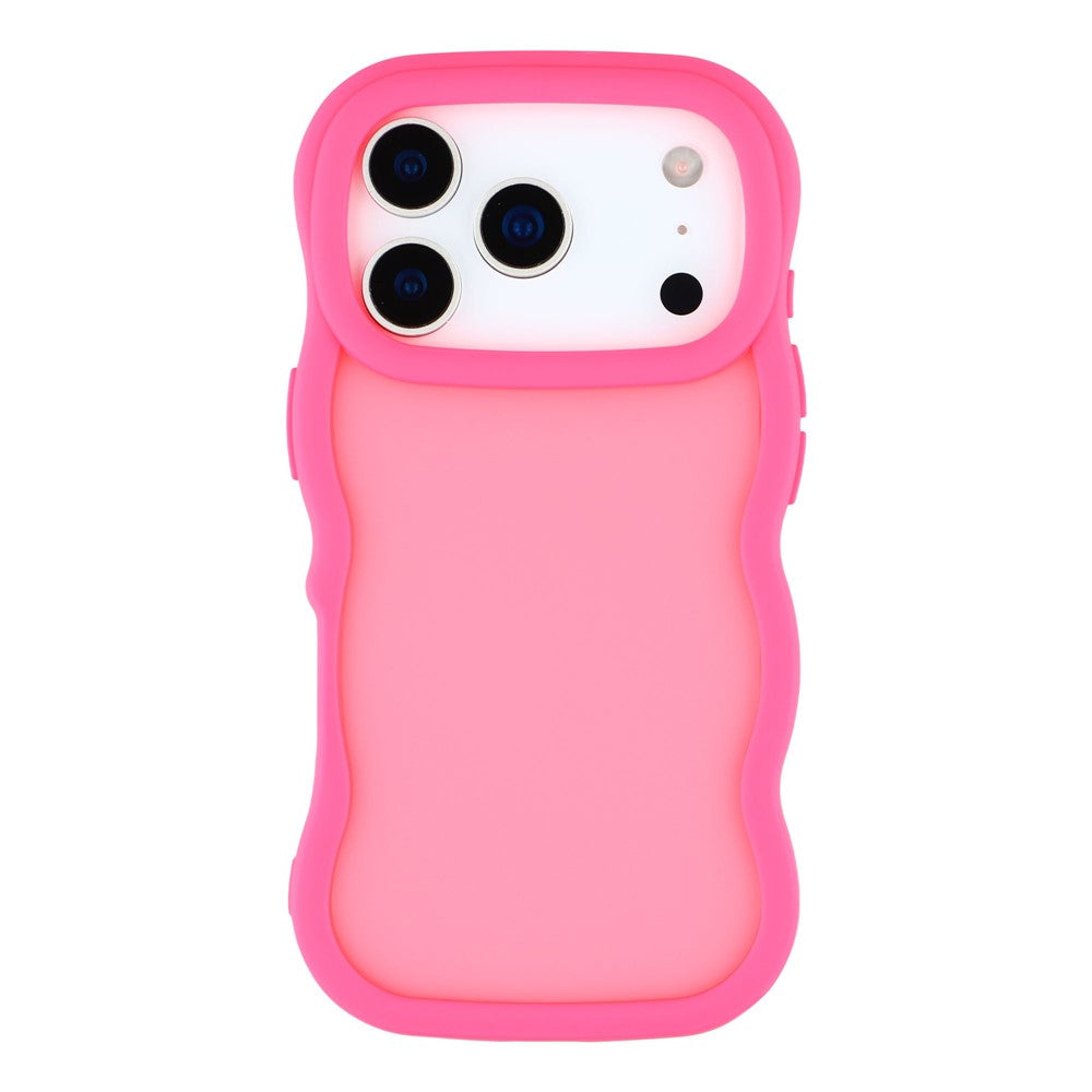 For iPhone 17 Pro Max Case Curly Wave Frame TPU + PC Skin-Touch Translucent Phone Cover - Rose