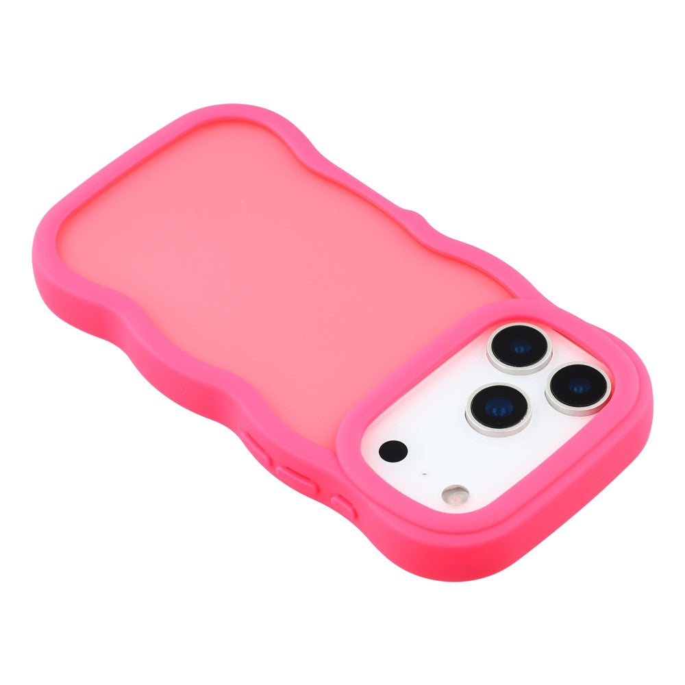 For iPhone 17 Pro Max Case Curly Wave Frame TPU + PC Skin-Touch Translucent Phone Cover - Rose