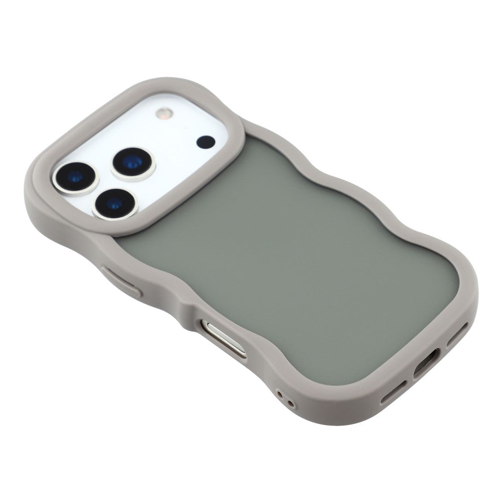 For iPhone 17 Pro Max Case Curly Wave Frame TPU + PC Skin-Touch Translucent Phone Cover - Grey