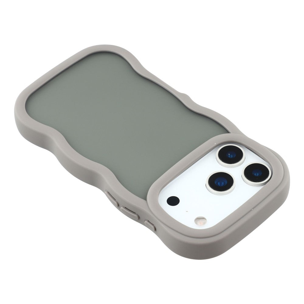 For iPhone 17 Pro Max Case Curly Wave Frame TPU + PC Skin-Touch Translucent Phone Cover - Grey