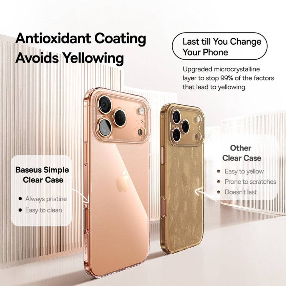BASEUS Simple Series For iPhone 17 Pro Max Case Anti-Drop Transparent Soft TPU Cell Phone Cover
