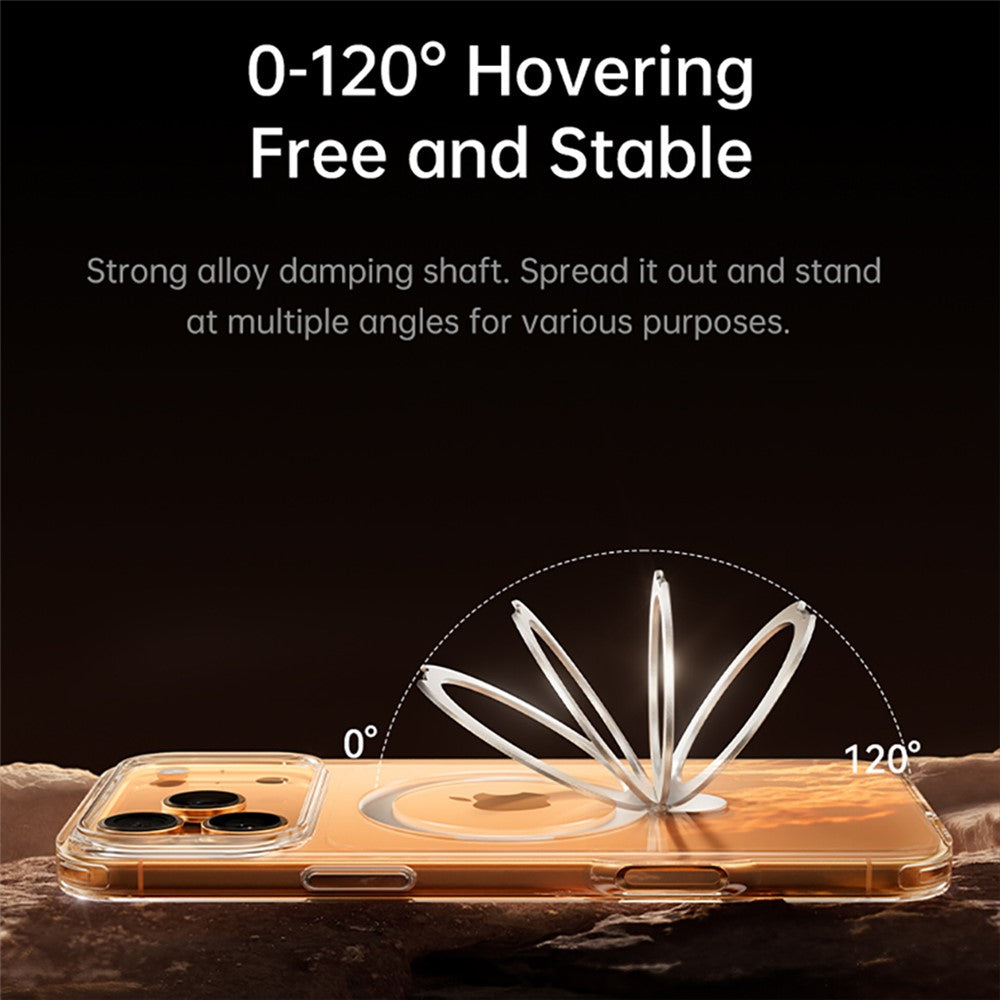 BASEUS For iPhone 17 Pro Max Case Magnetic Kickstand TPU + PC + Aluminum Alloy Phone Cover - Orange