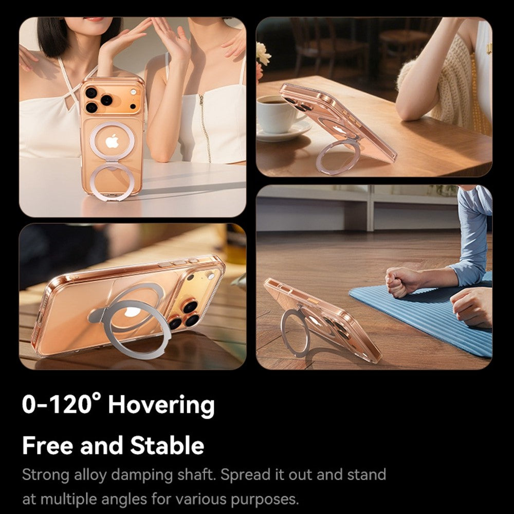 BASEUS For iPhone 17 Pro Max Case Magnetic Kickstand TPU + PC + Aluminum Alloy Phone Cover - Orange