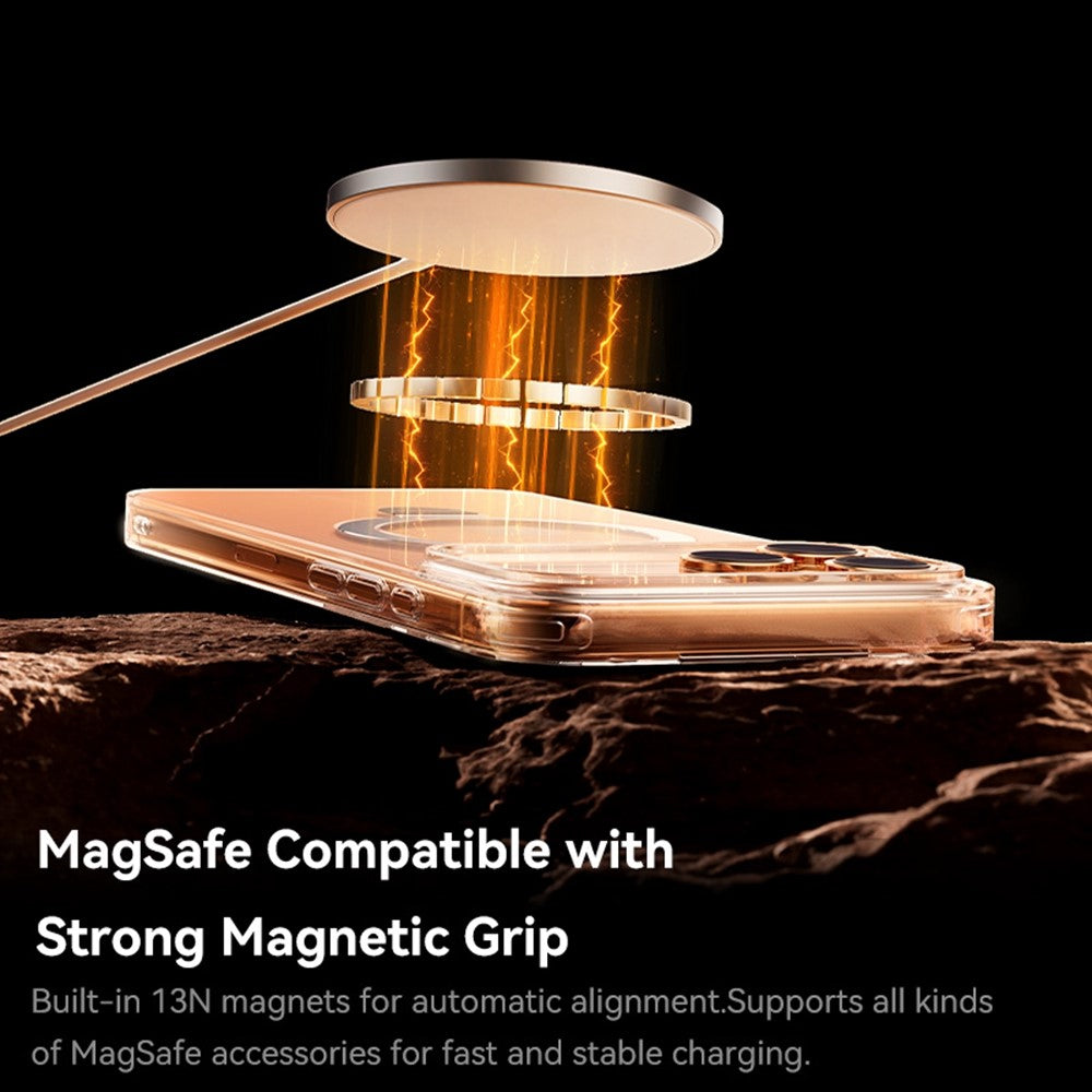 BASEUS For iPhone 17 Pro Max Case Magnetic Kickstand TPU + PC + Aluminum Alloy Phone Cover - Orange