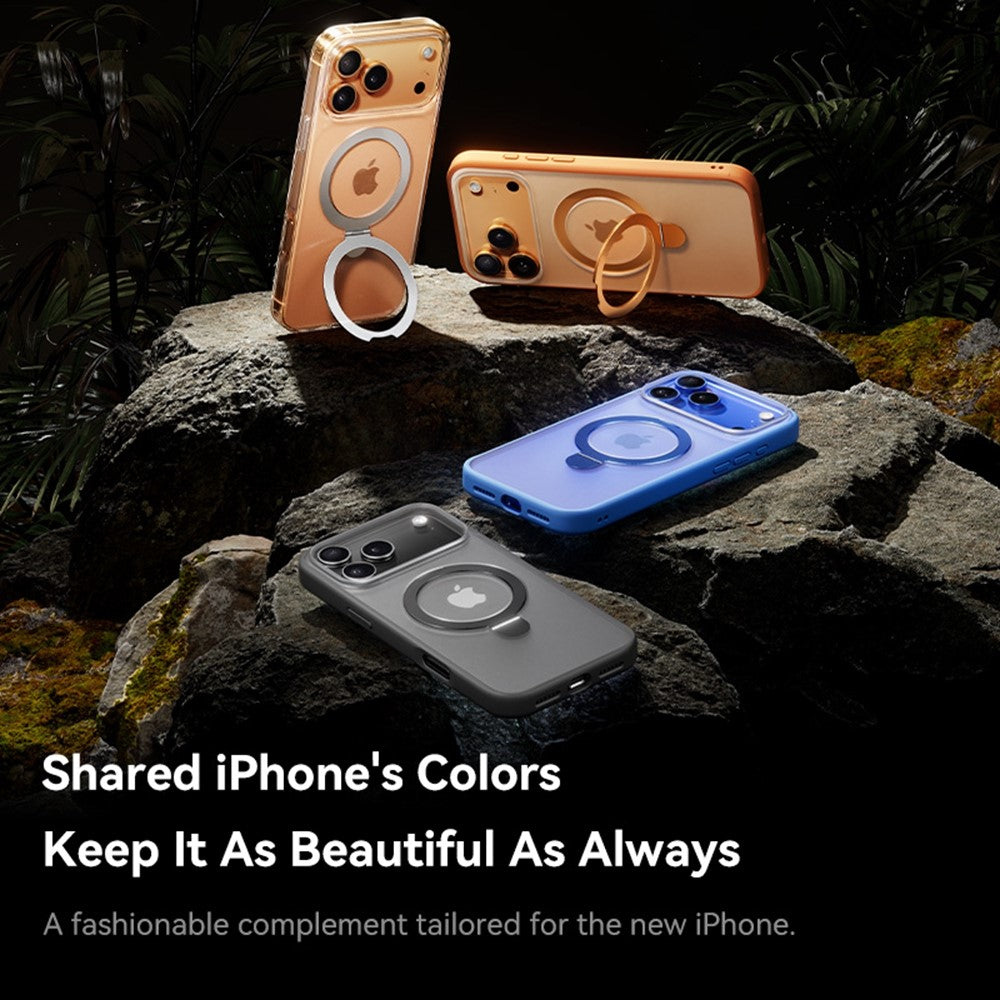 BASEUS For iPhone 17 Pro Max Case Magnetic Kickstand TPU + PC + Aluminum Alloy Phone Cover - Orange