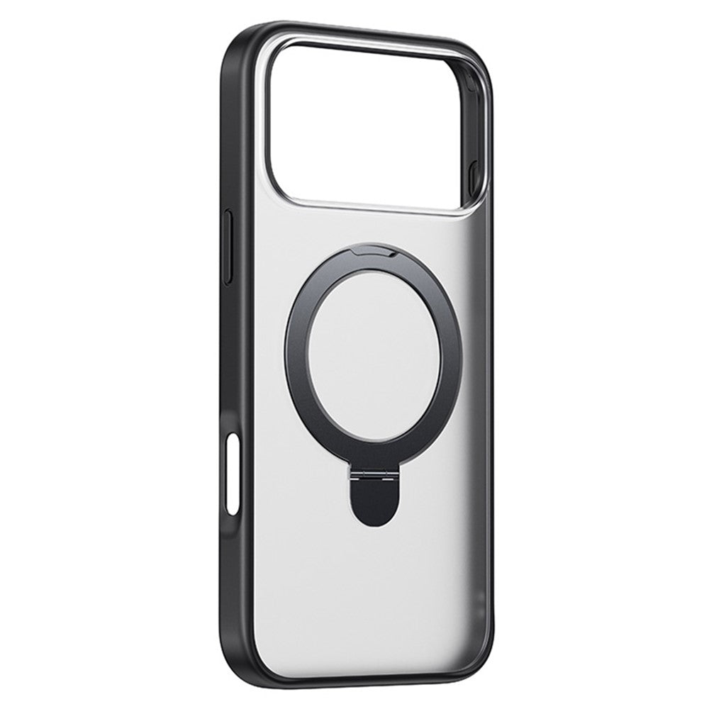 BASEUS For iPhone 17 Pro Max Case Magnetic Kickstand TPU + PC + Aluminum Alloy Phone Cover - Black