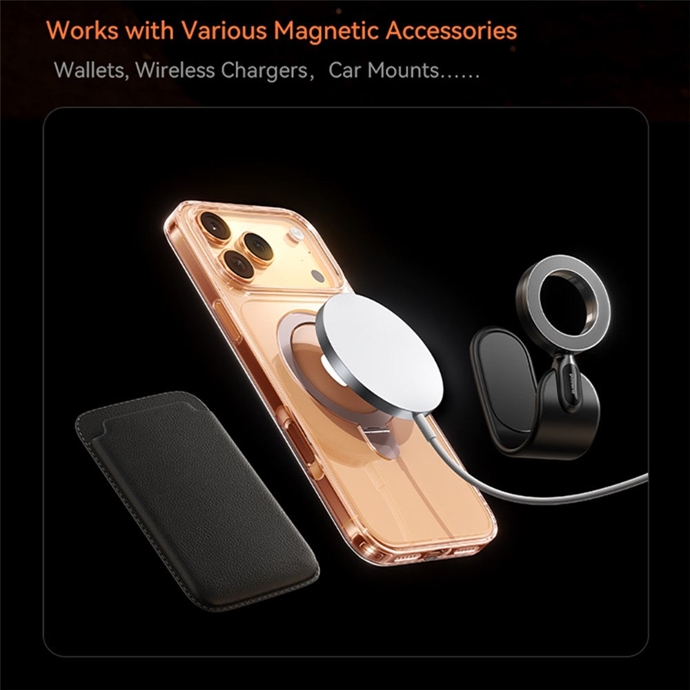 BASEUS For iPhone 17 Pro Max Case Magnetic Kickstand TPU + PC + Aluminum Alloy Phone Cover - Black