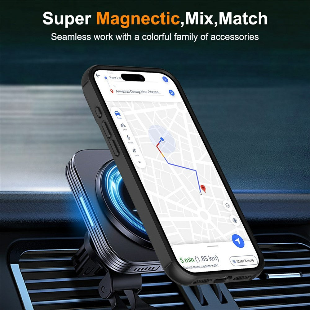 For iPhone 17 Pro Max Case Magnetic Kickstand TPU + PC Shockproof Hybrid Phone Cover - Black