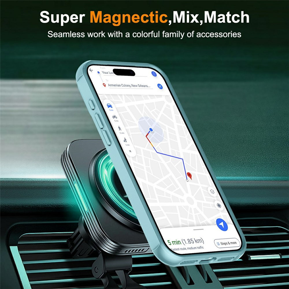For iPhone 17 Pro Max Case Magnetic Kickstand TPU + PC Shockproof Hybrid Phone Cover - Lake Blue