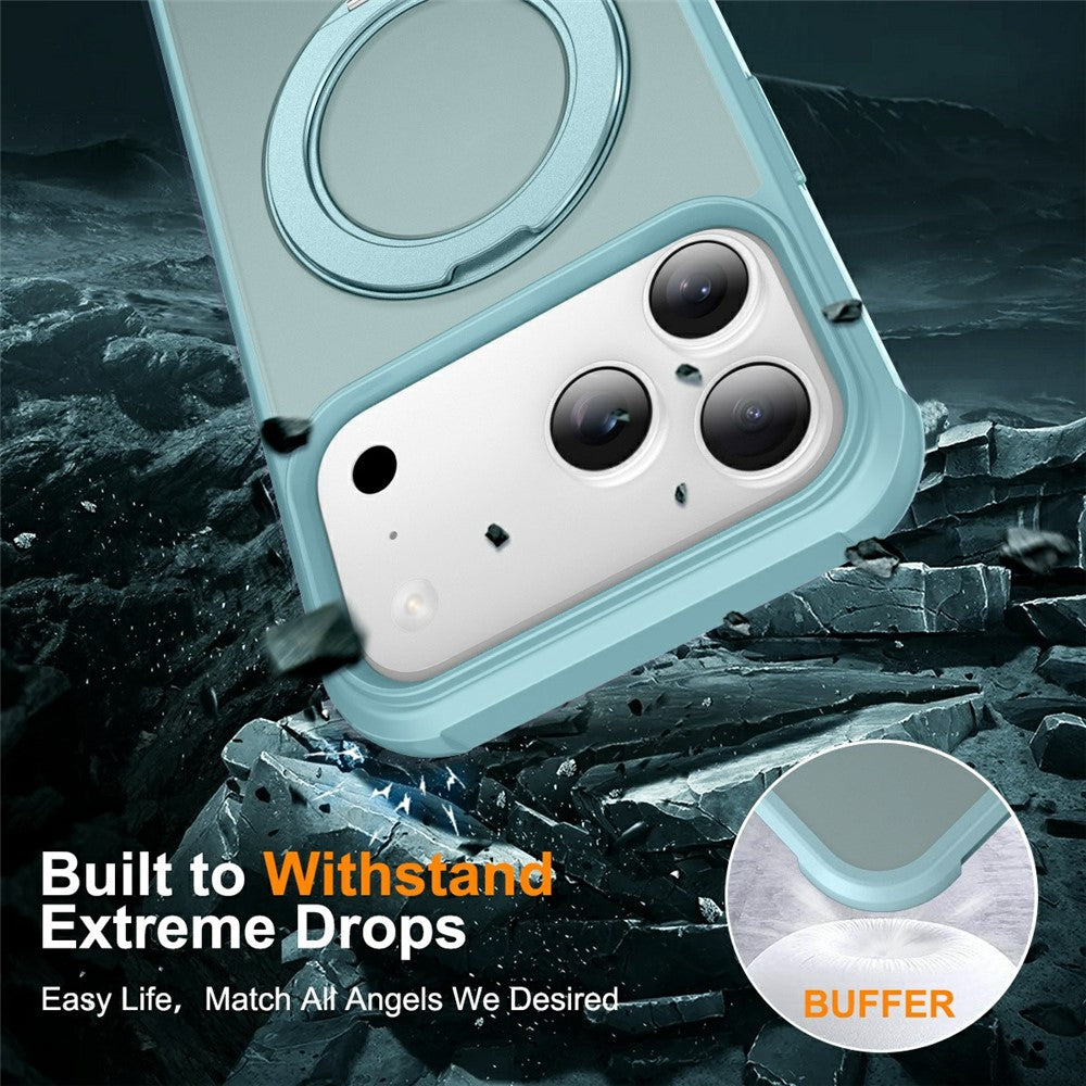 For iPhone 17 Pro Max Case Magnetic Kickstand TPU + PC Shockproof Hybrid Phone Cover - Lake Blue