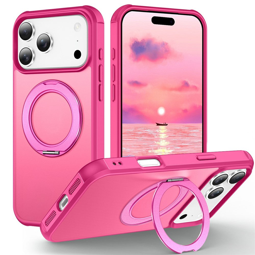 For iPhone 17 Pro Max Case Magnetic Kickstand TPU + PC Shockproof Hybrid Phone Cover - Rose