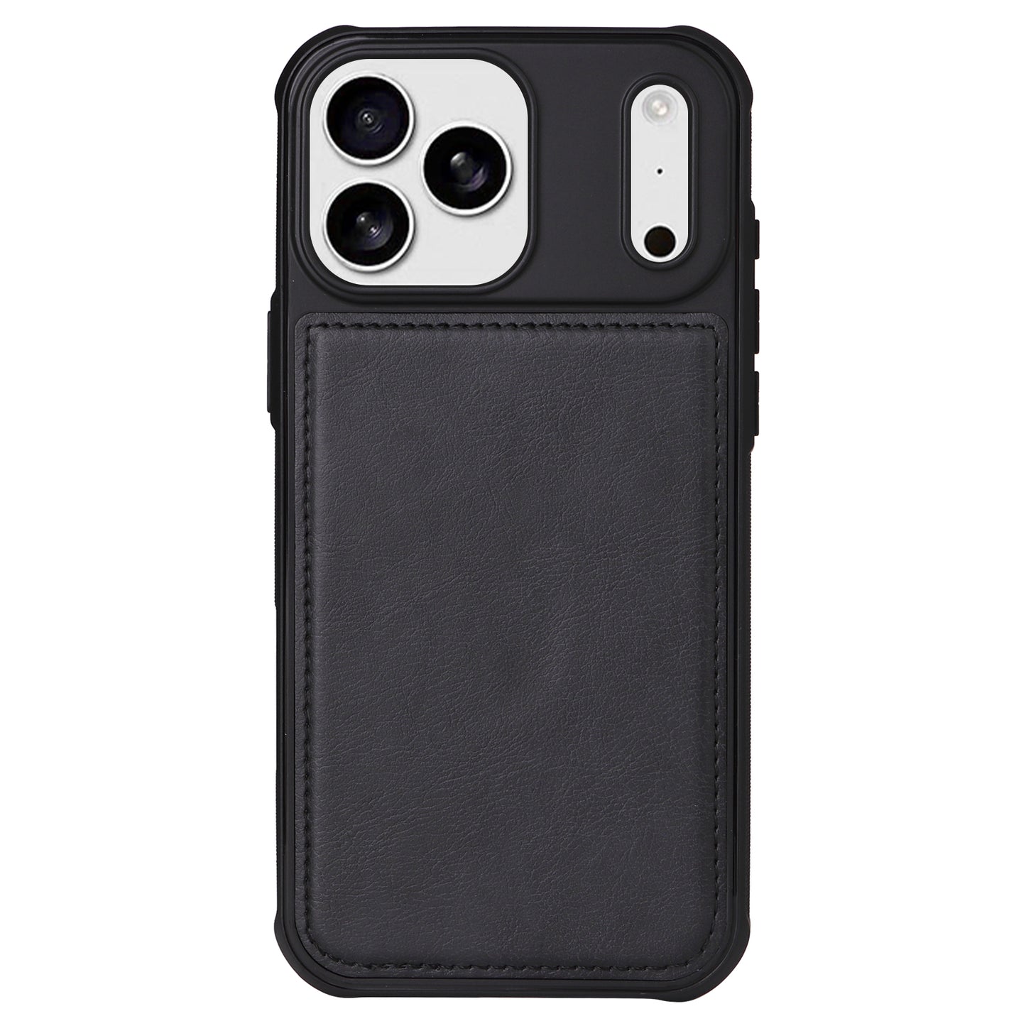 For iPhone 17 Pro Max Magnetic Leather Case Mobile Cover with Detachable Zipper Wallet Strap - Black