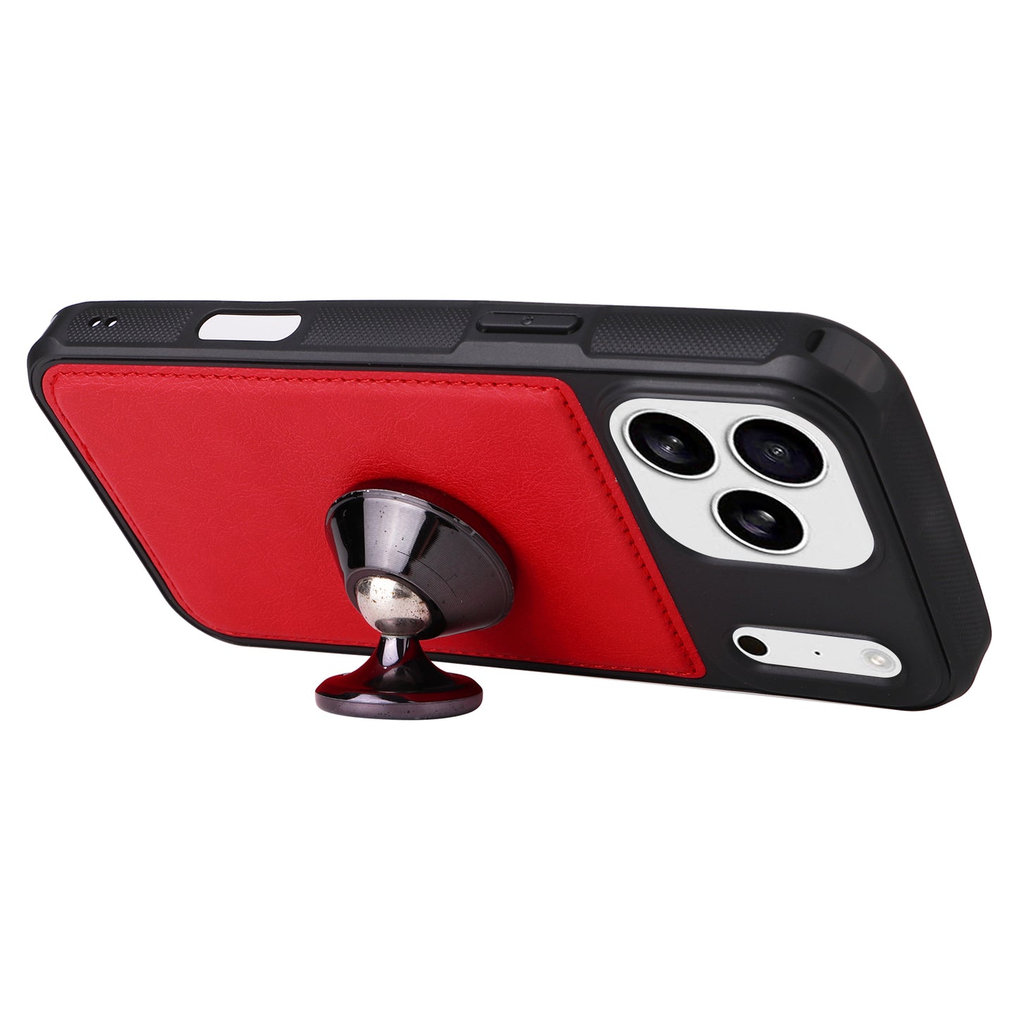 For iPhone 17 Pro Max Magnetic Leather Case Mobile Cover with Detachable Zipper Wallet Strap - Red