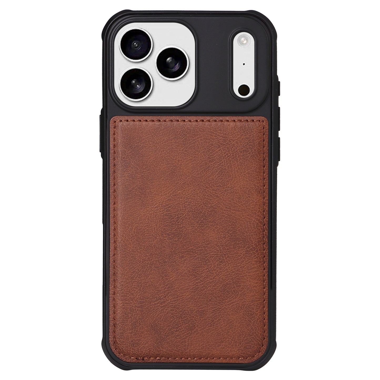 For iPhone 17 Pro Max Magnetic Leather Case Mobile Cover with Detachable Zipper Wallet Strap - Brown