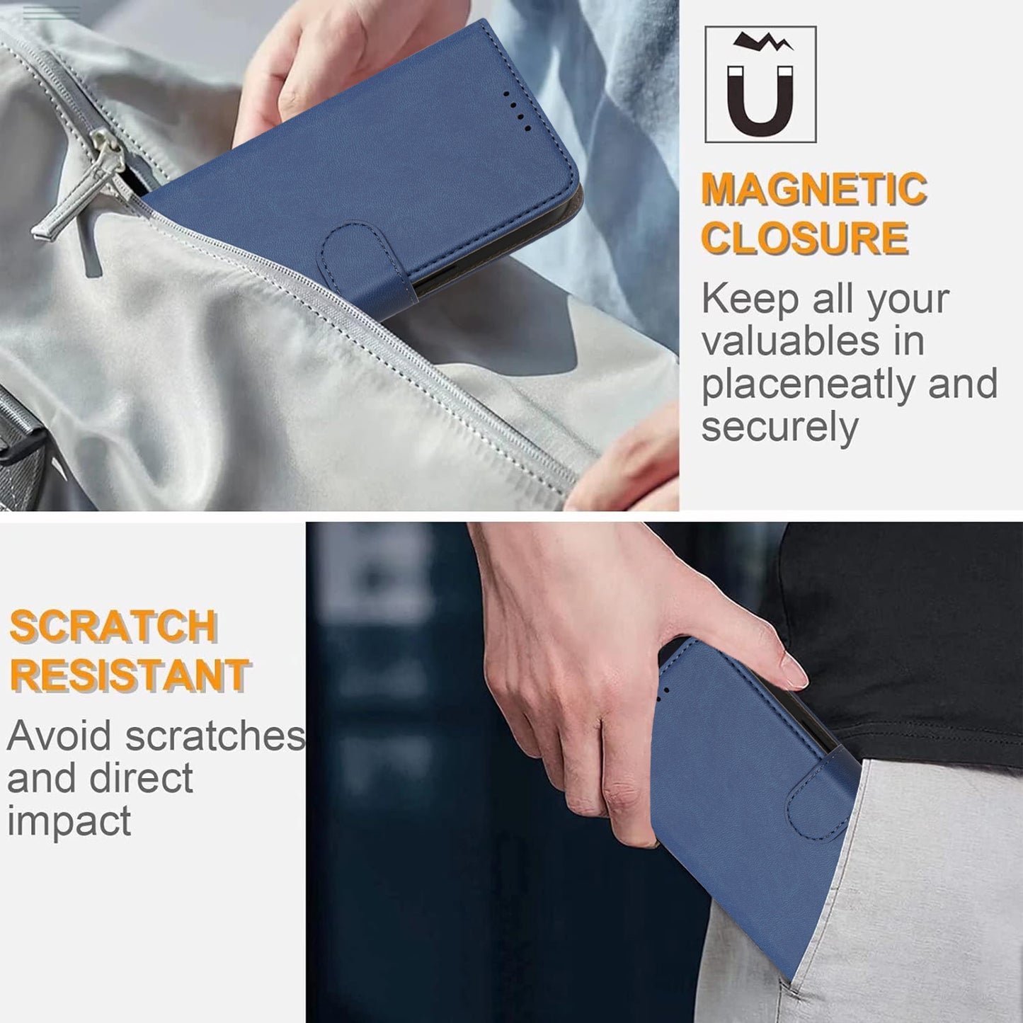 For iPhone 17 Pro Max Leather Case Solid Color Phone Cover with Wallet - Sapphire