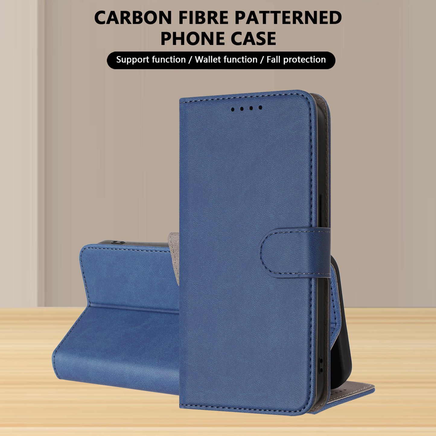 For iPhone 17 Pro Max Leather Case Solid Color Phone Cover with Wallet - Sapphire