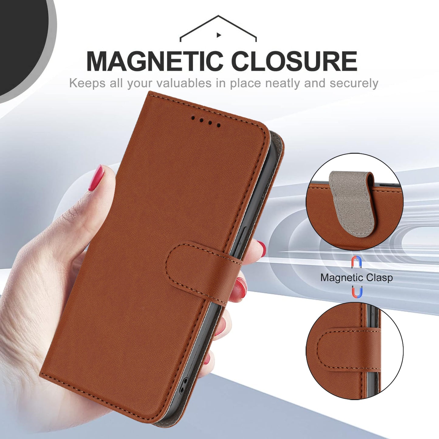 For iPhone 17 Pro Max Leather Case Solid Color Phone Cover with Wallet - Coffee