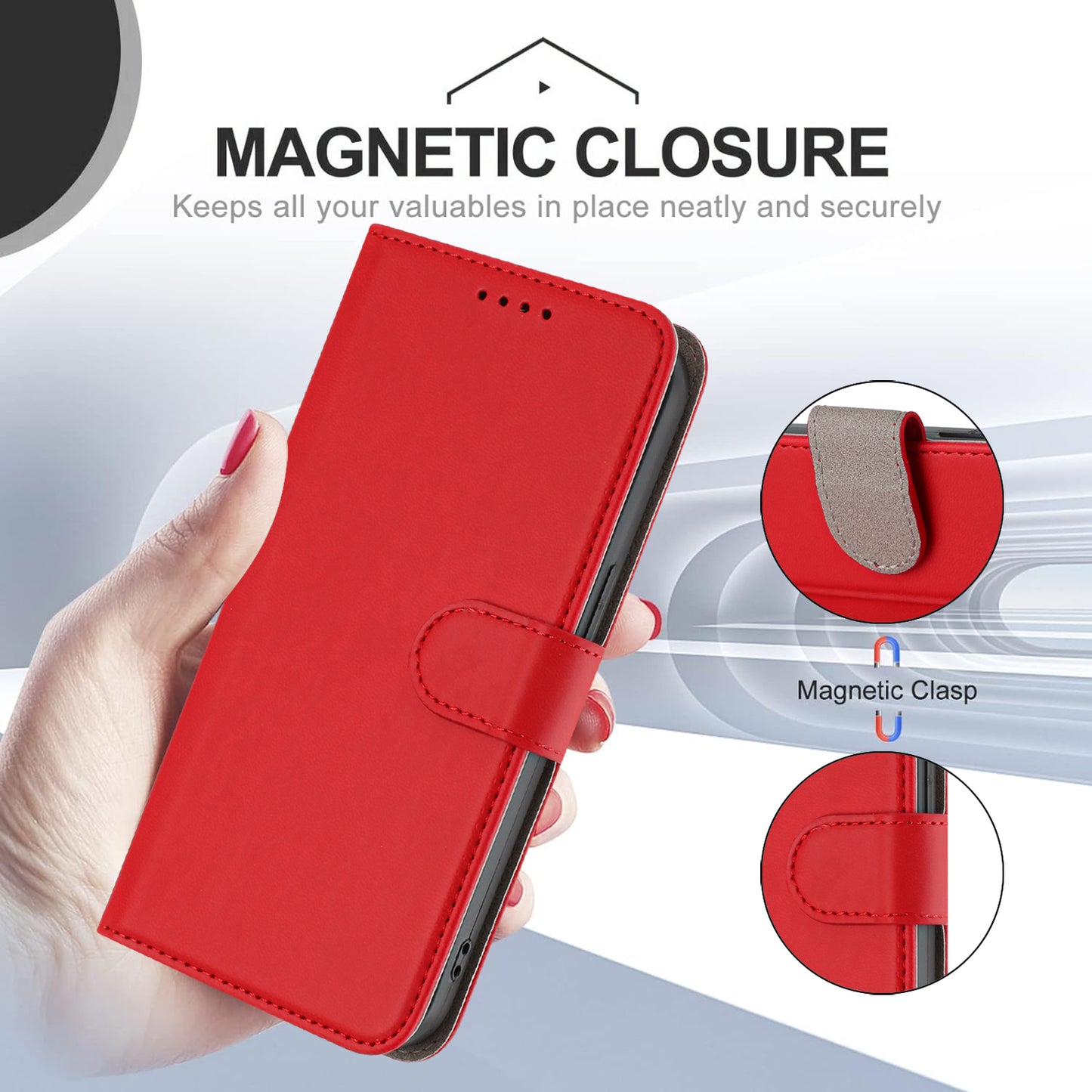 For iPhone 17 Pro Max Leather Case Solid Color Phone Cover with Wallet - Red