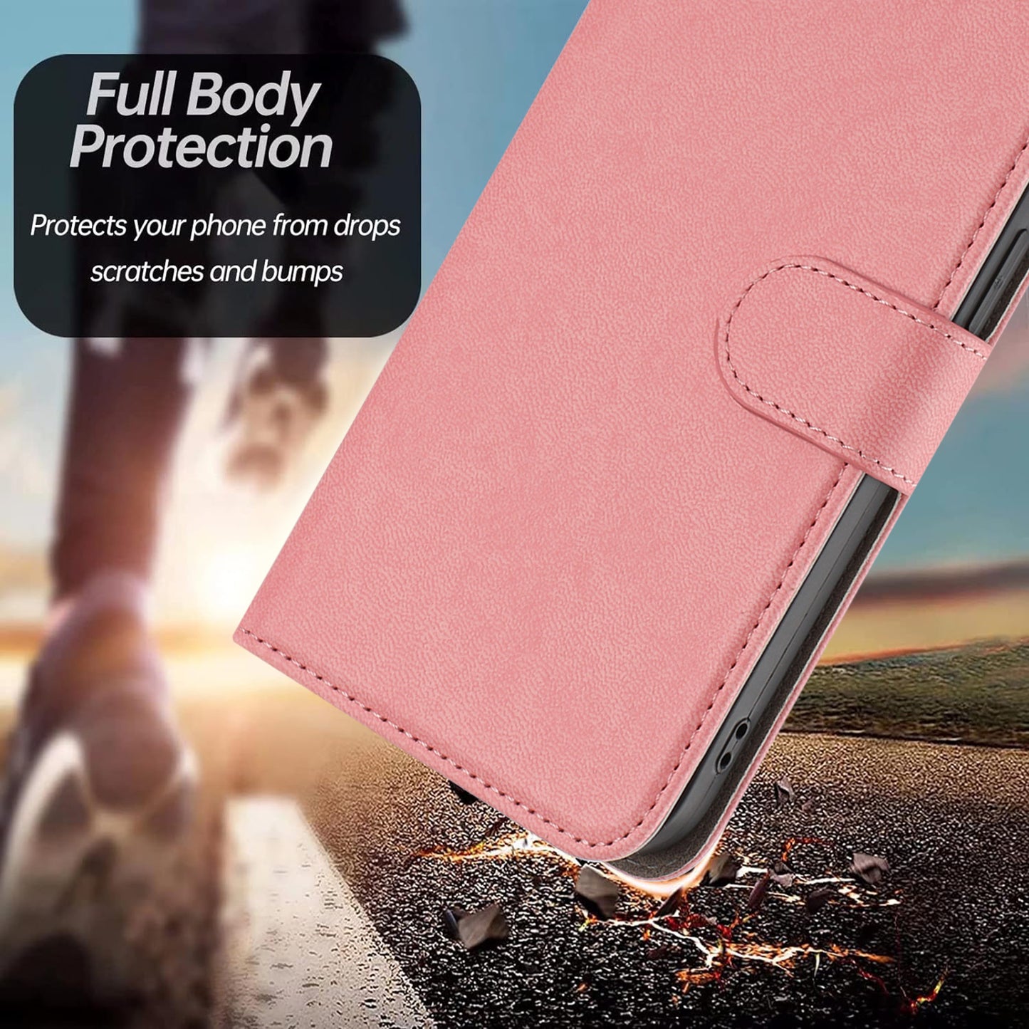 For iPhone 17 Pro Max Leather Case Solid Color Phone Cover with Wallet - Pink
