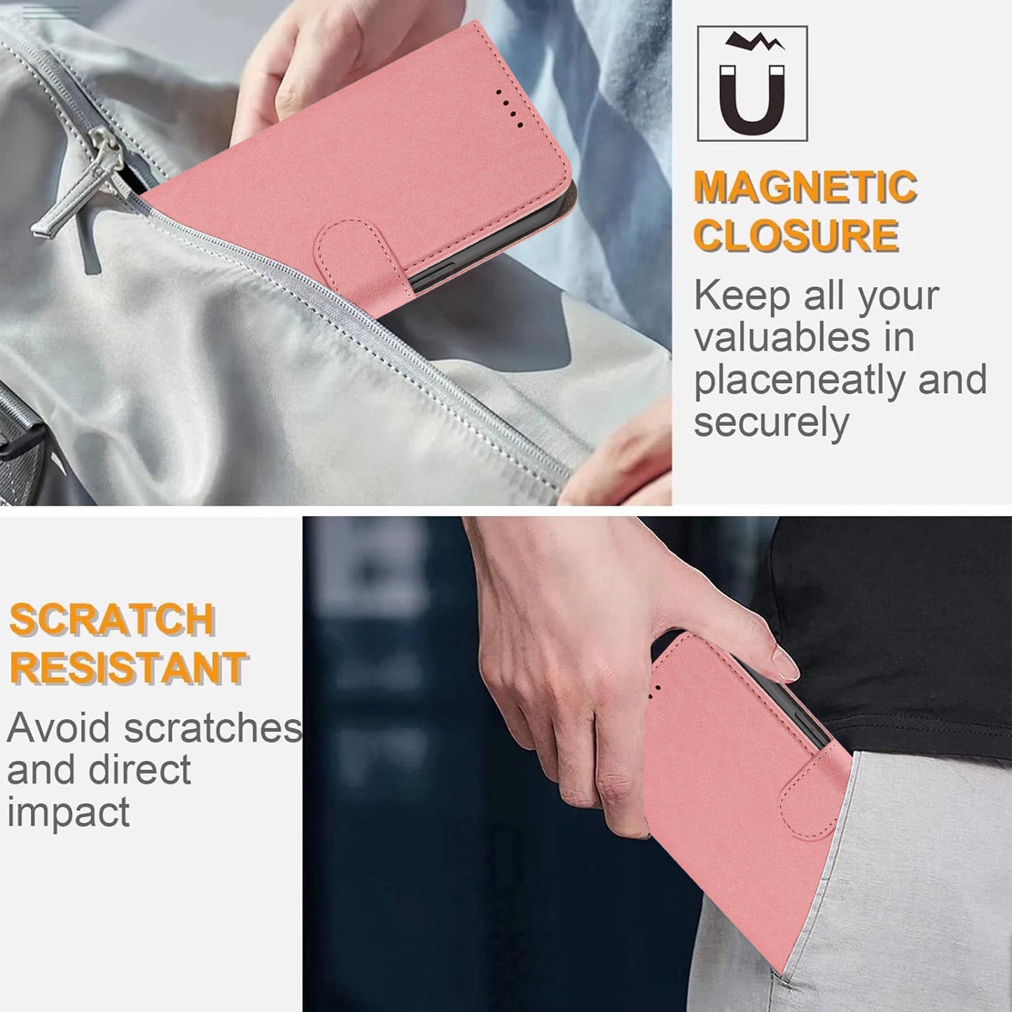 For iPhone 17 Pro Max Leather Case Solid Color Phone Cover with Wallet - Pink