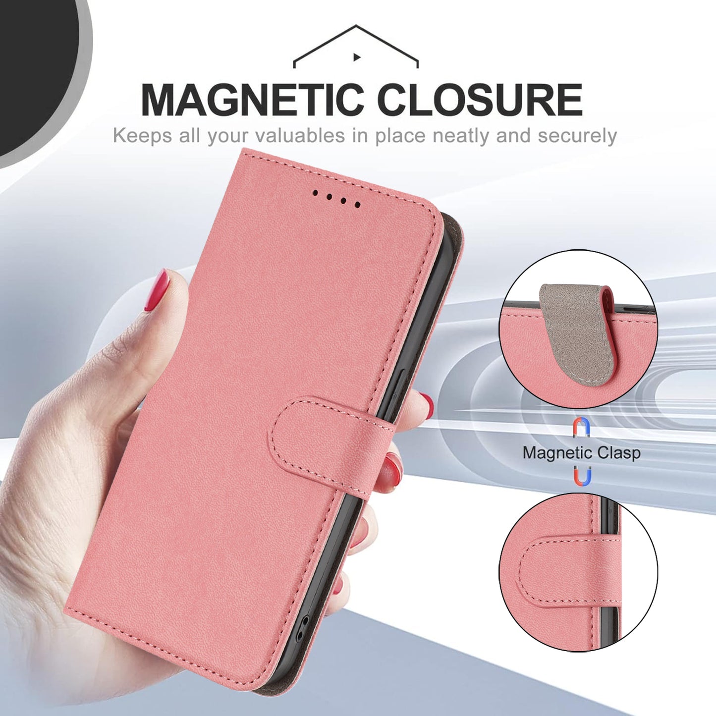 For iPhone 17 Pro Max Leather Case Solid Color Phone Cover with Wallet - Pink