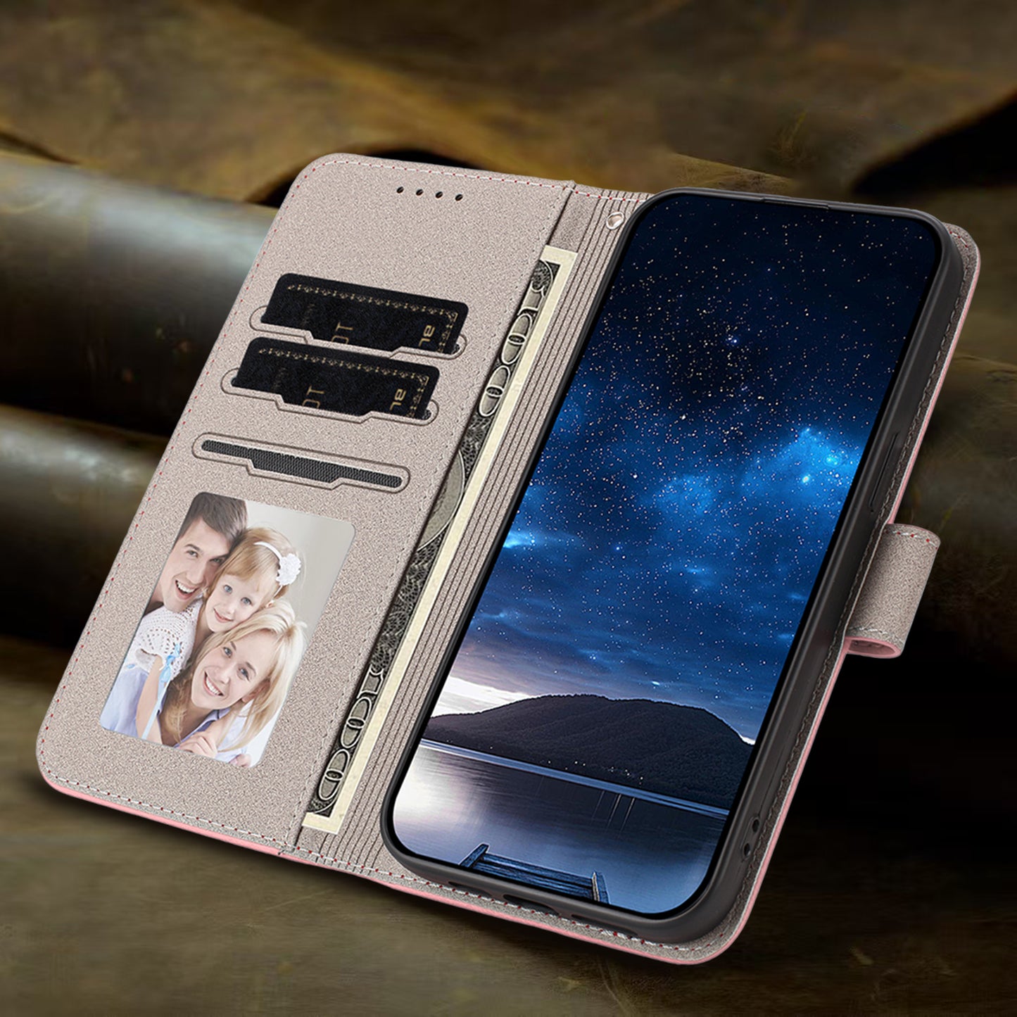 For iPhone 17 Pro Max Leather Case Solid Color Phone Cover with Wallet - Pink