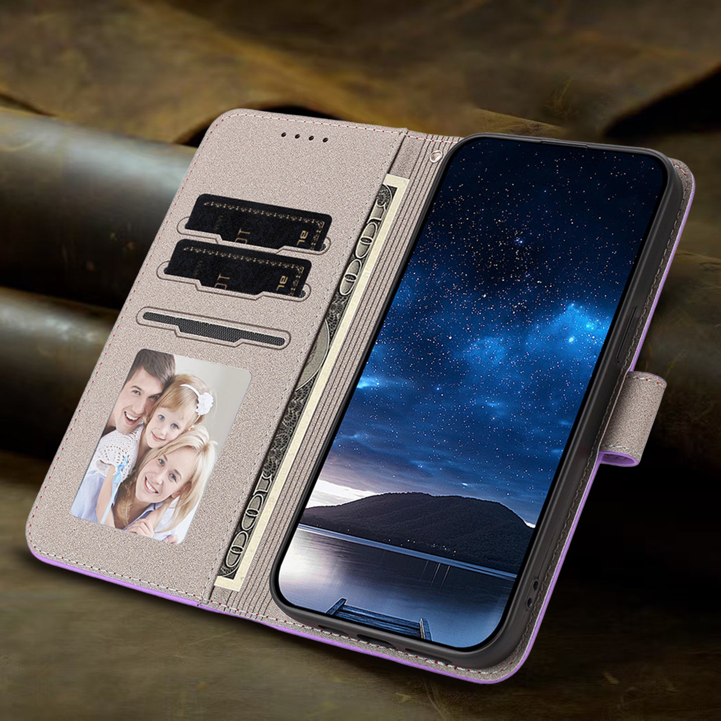 For iPhone 17 Pro Max Leather Case Solid Color Phone Cover with Wallet - Light Purple