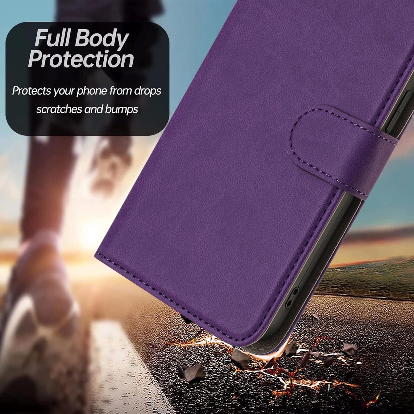 For iPhone 17 Pro Max Leather Case Solid Color Phone Cover with Wallet - Dark Purple