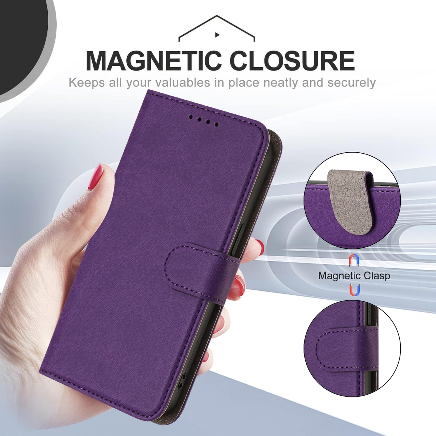 For iPhone 17 Pro Max Leather Case Solid Color Phone Cover with Wallet - Dark Purple