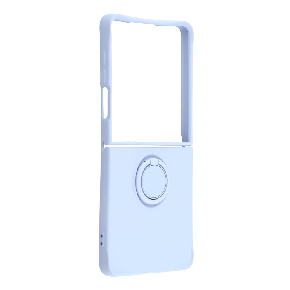 For Samsung Galaxy Z Flip7 5G Silicone Case with Strap Ring Kickstand Phone Cover - Light Purple
