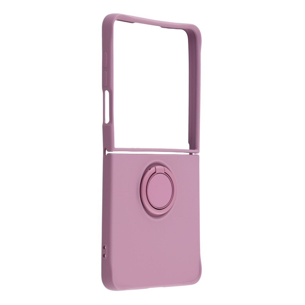 For Samsung Galaxy Z Flip7 5G Silicone Case with Strap Ring Kickstand Phone Cover - Purple