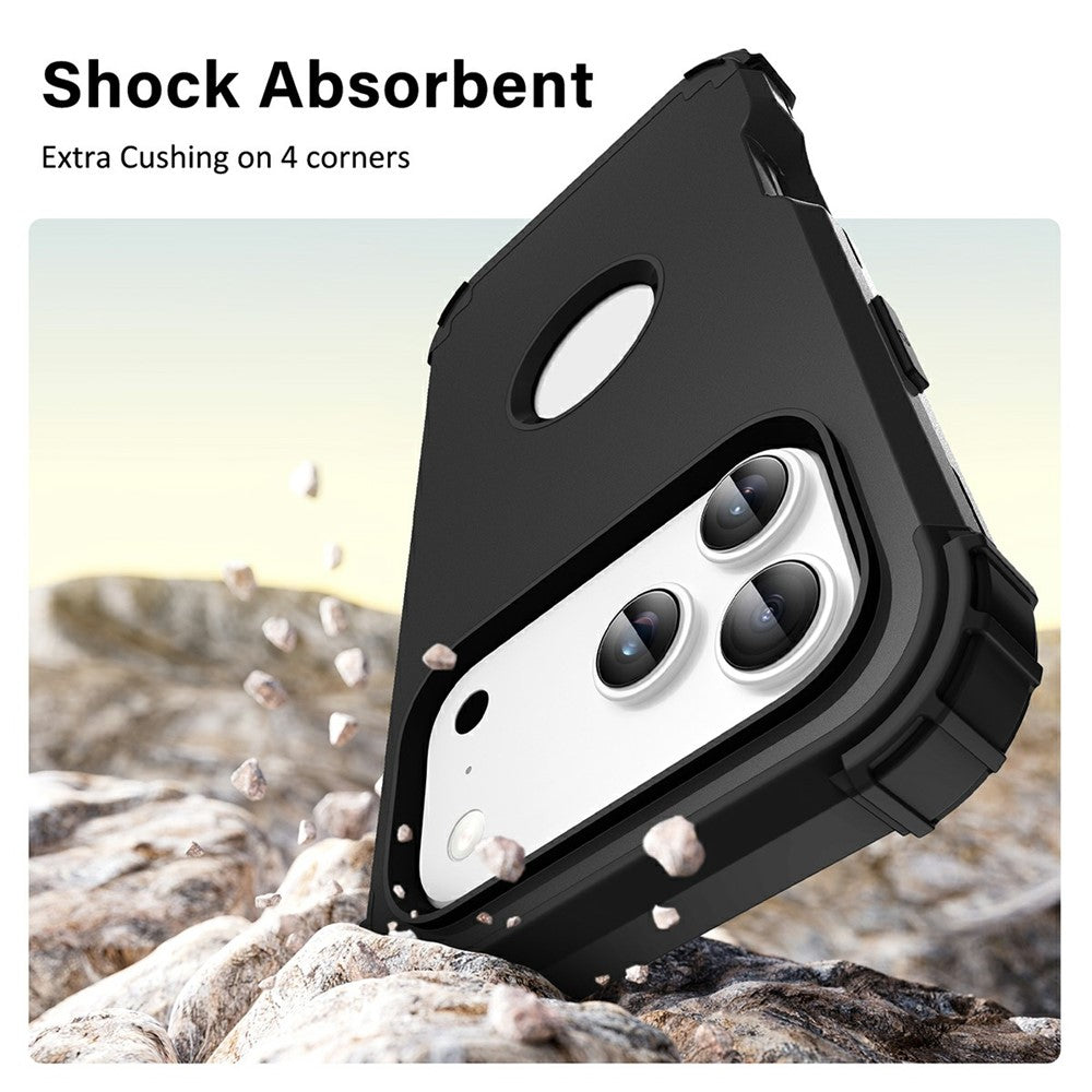 L-Style For iPhone 17 Pro Max Case Shockproof PC + TPU Phone Back Cover - Black