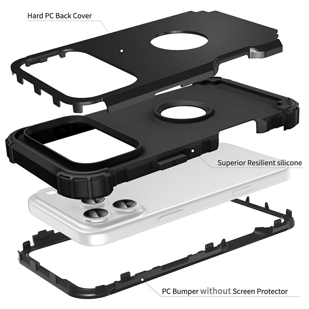 L-Style For iPhone 17 Pro Max Case Shockproof PC + TPU Phone Back Cover - Black