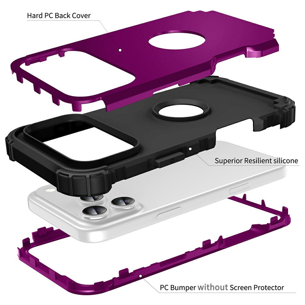 L-Style For iPhone 17 Pro Max Case Shockproof PC + TPU Phone Back Cover - Purple